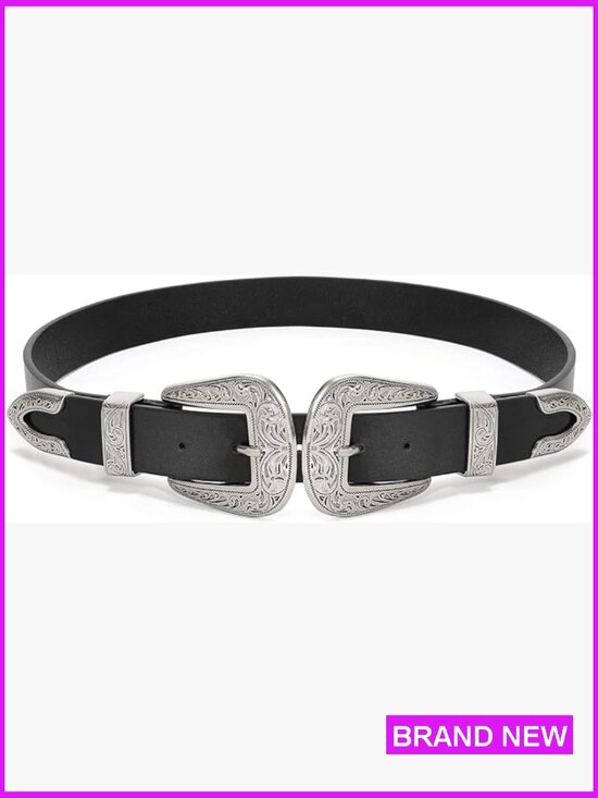 Accessories - Vintage Western Leather Belt Retro Cowgirl Adjustable Double Buckle Classic